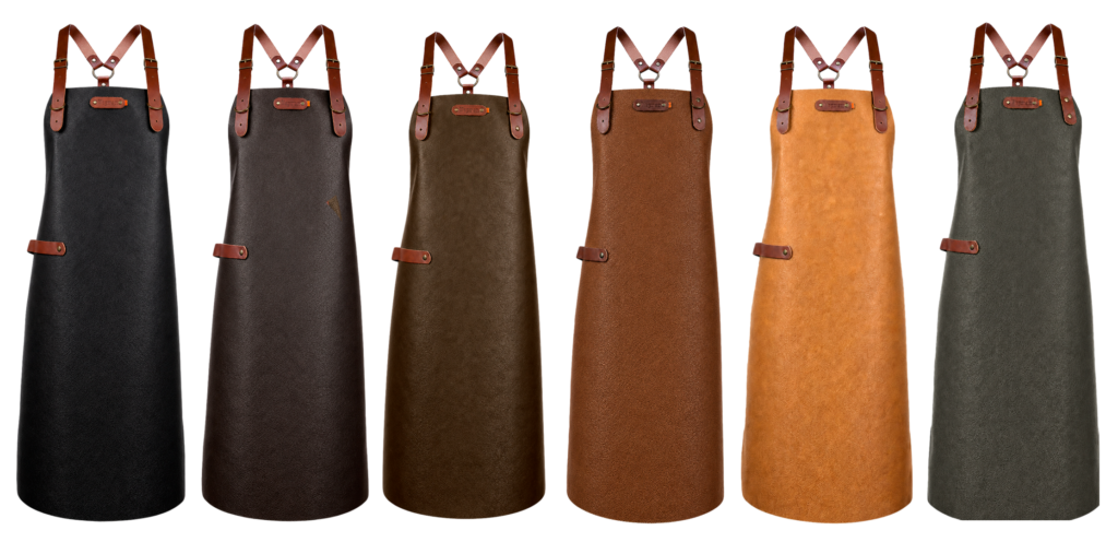 New York leather apron with shoulder straps - Cognac M - 74 cm