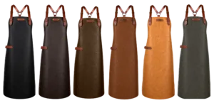 New York leren schort met schouderbanden - Cognac M - 74 cm