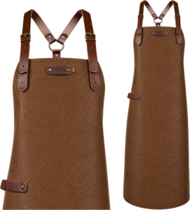 New York leather apron with shoulder straps - Cognac M - 74 cm