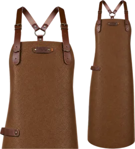 New York leren schort met schouderbanden - Cognac M - 74 cm