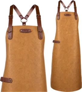 New York leren schort met schouderbanden - Cognac M - 74 cm