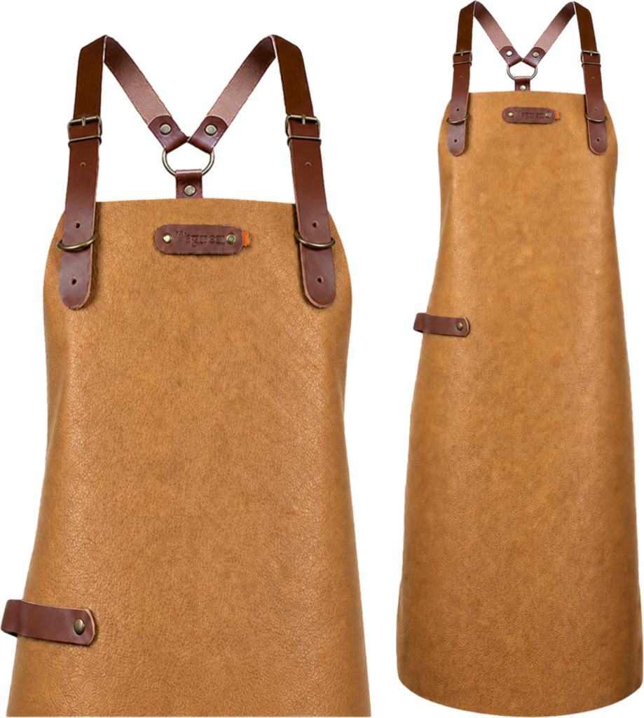 New York leather apron with shoulder straps - Cognac M - 74 cm