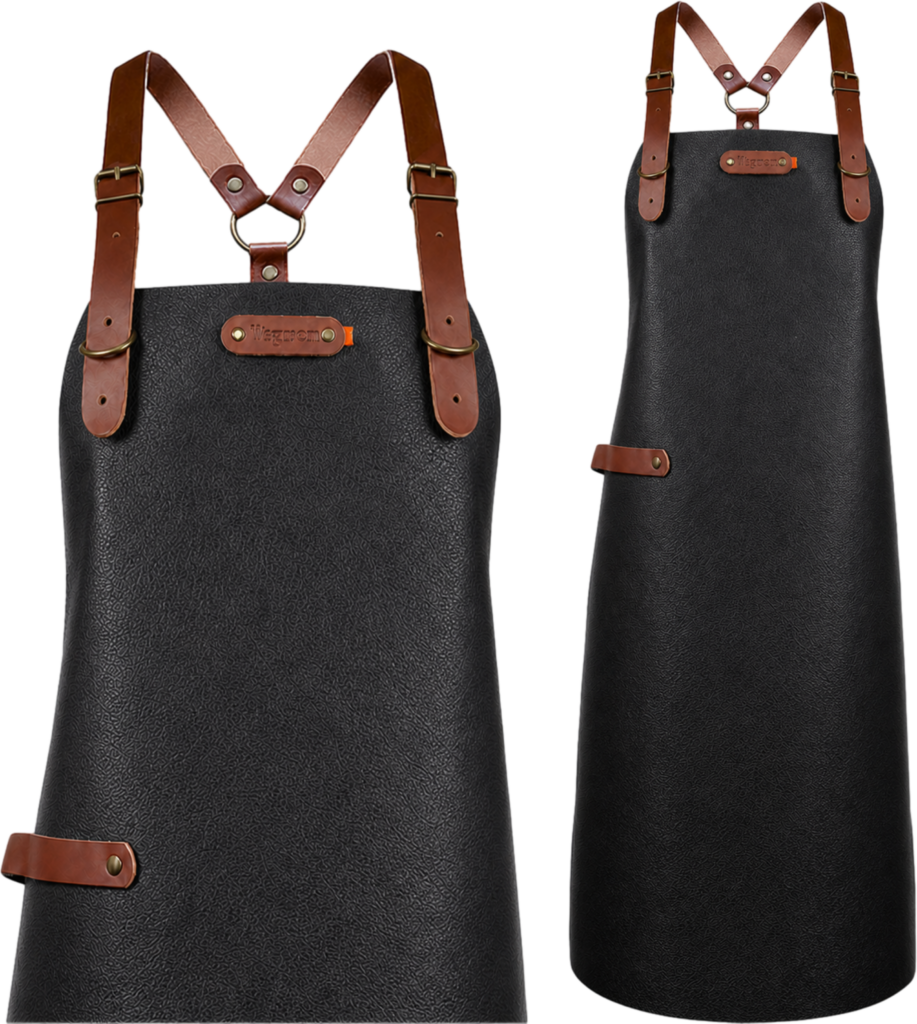 New York leather apron with shoulder straps - Cognac M - 74 cm