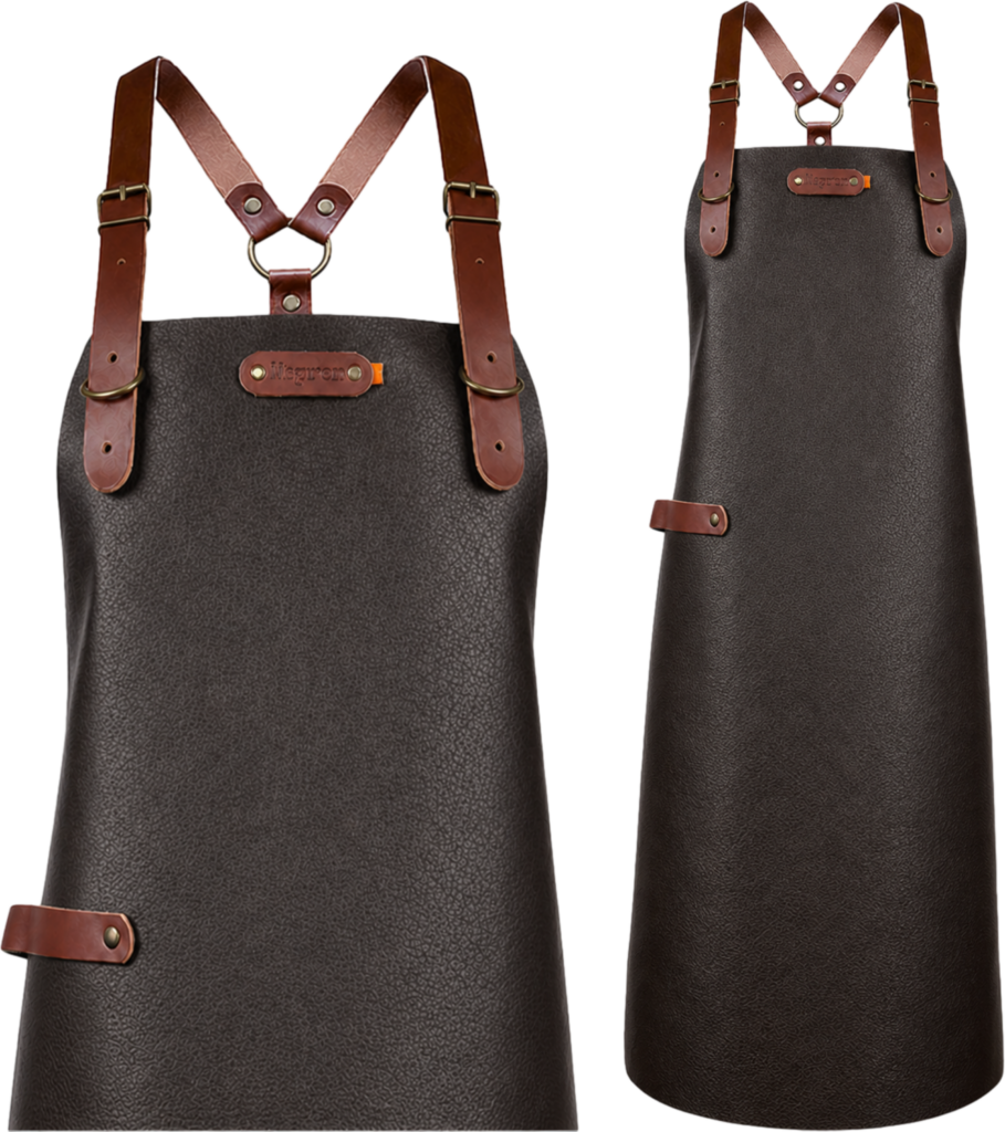 New York leather apron with shoulder straps - Cognac M - 74 cm