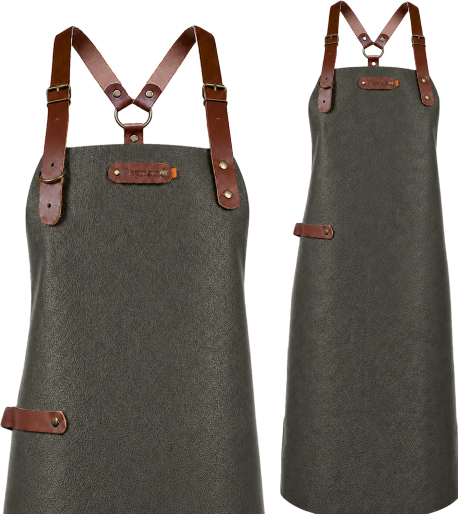 New York leather apron with shoulder straps - Cognac M - 74 cm
