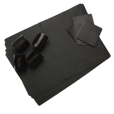 Gift Set Dinner – Leather Placemats, Napkin Rings, Coasters (Set Of 4 Each)