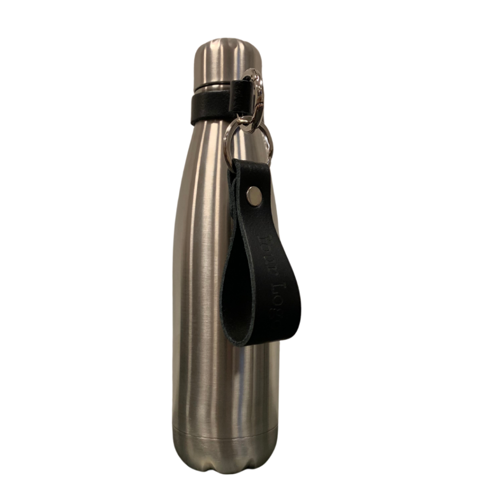 Insulated bottle with keychain - Silver & Black