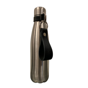 Insulated bottle with keychain - Silver & Black