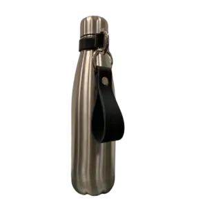 Isolatie fles met sleutelhanger - Zilver & Zwart