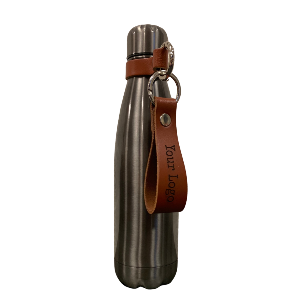 Insulated bottle with keychain - Silver & Black