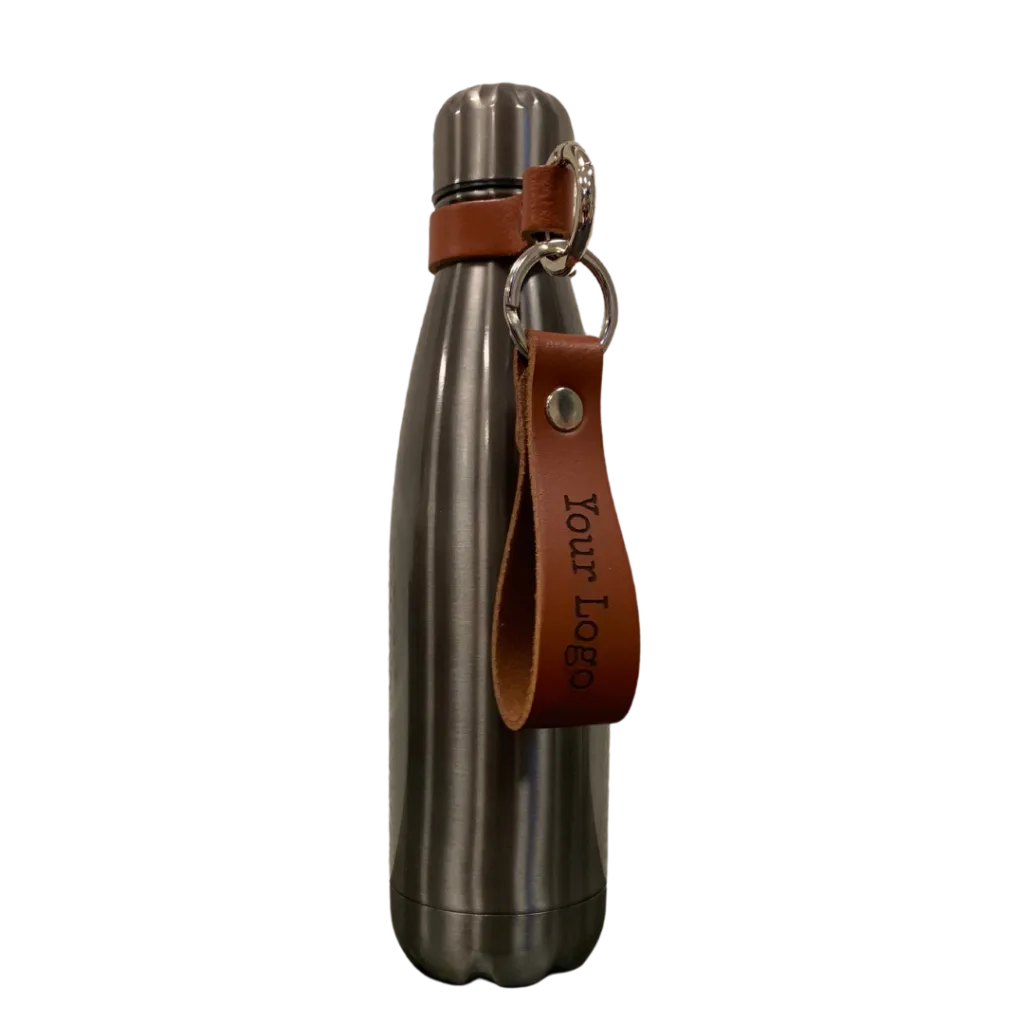 Isolatie fles met sleutelhanger - Zilver & Zwart