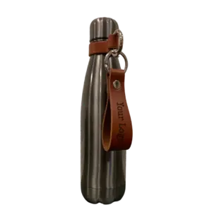 Isolatie fles met sleutelhanger - Zilver & Zwart