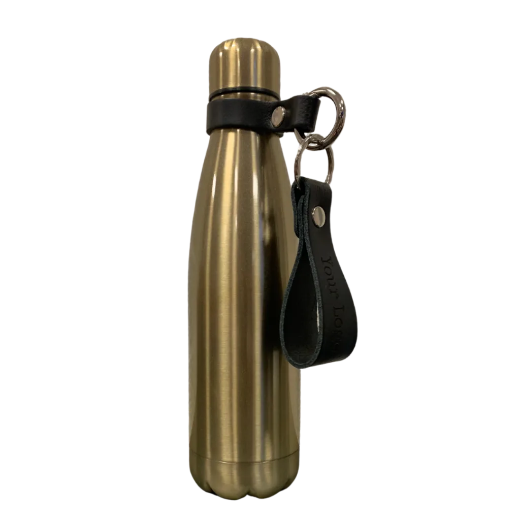 Isolatie fles met sleutelhanger - Zilver & Zwart