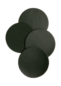 Mistral Round leather coasters - dark green