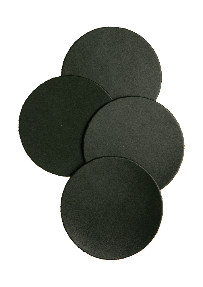 Mistral Round leather coasters - dark green