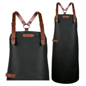 Bovine leren schort met schouderbanden - Camel Bovine M - 74 cm
