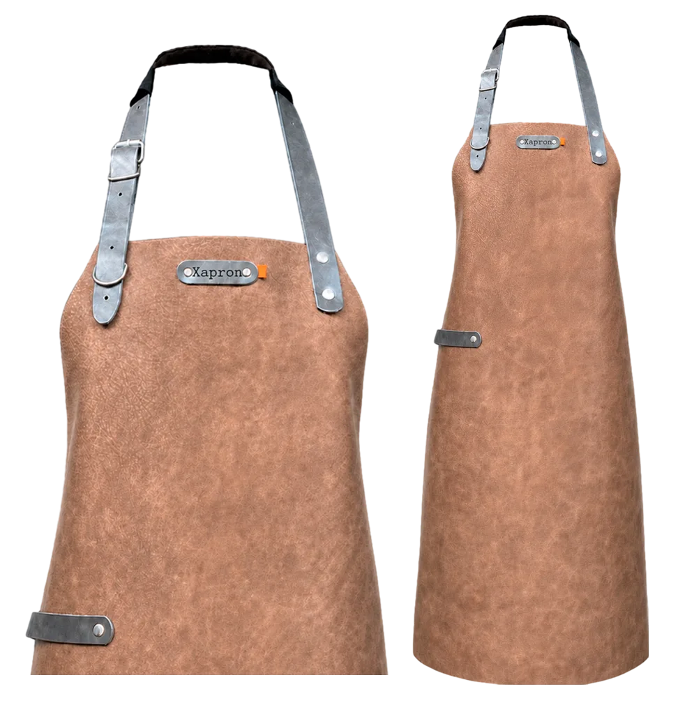 Miami leren schort - Bruin XL - 89 cm