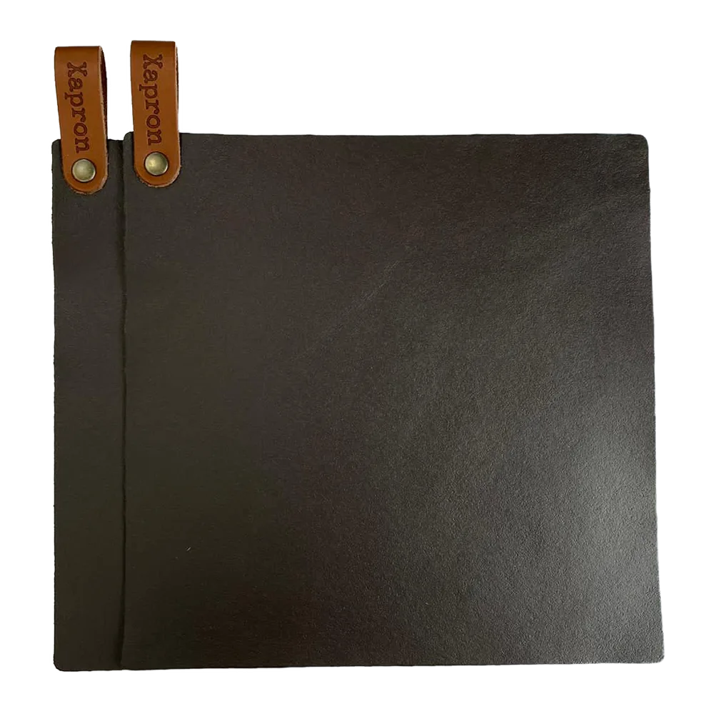 Actiepakket Deluxe -Leren schort Dallas, ovenwant, pannenlappen- Gratis gepersonaliseerd met naamlabel - Black