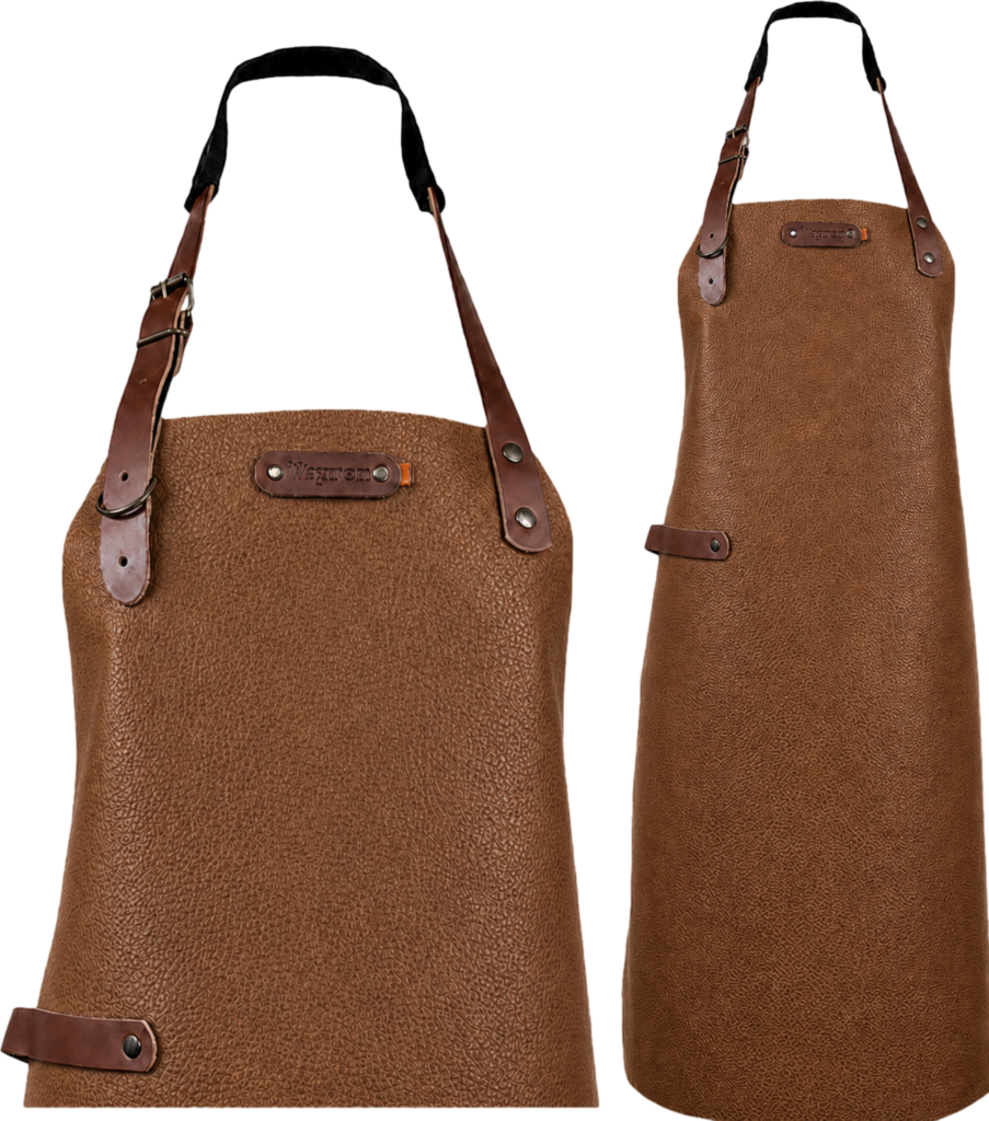 New York leren schort - Chocolate L - 82 cm