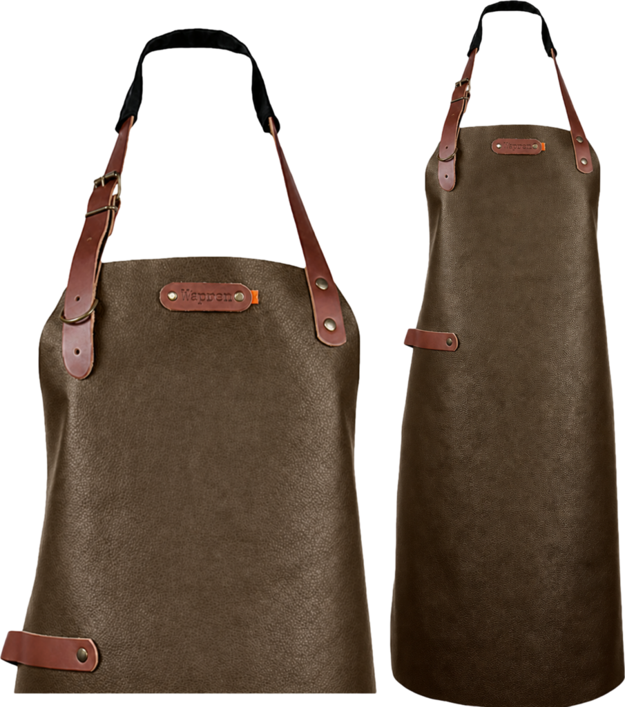 New York leren schort - Chocolate L - 82 cm