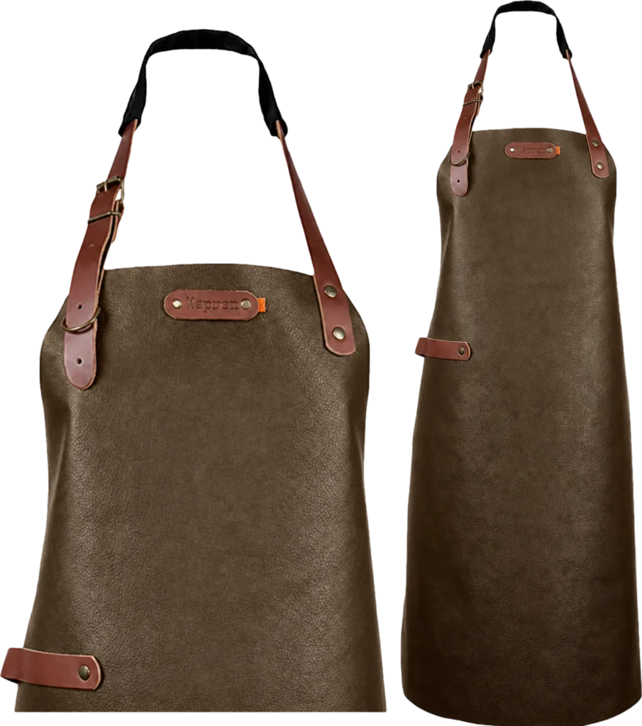 New York leren schort - Chocolate L - 82 cm