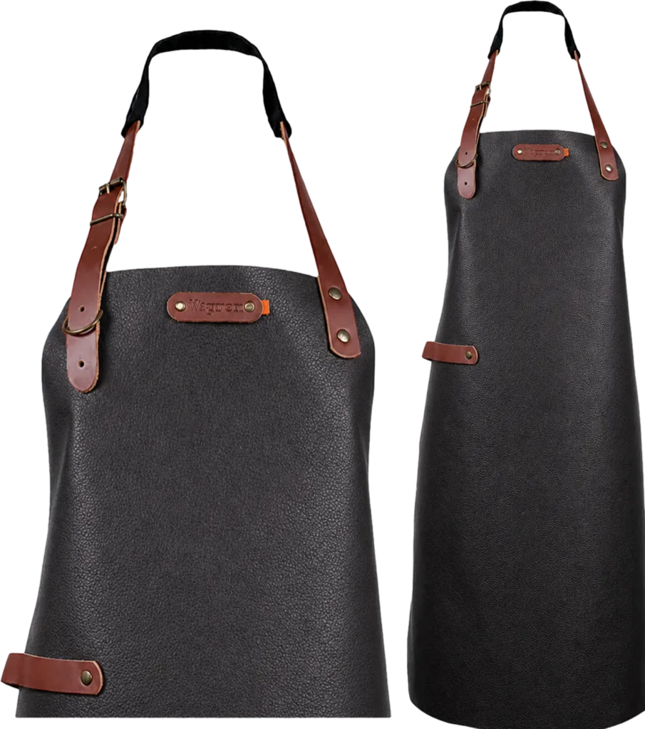 New York leren schort - Chocolate L - 82 cm