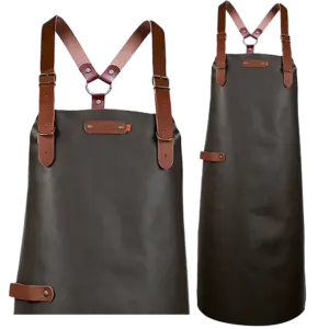 Bovine leren schort met schouderbanden - Camel Bovine M - 74 cm