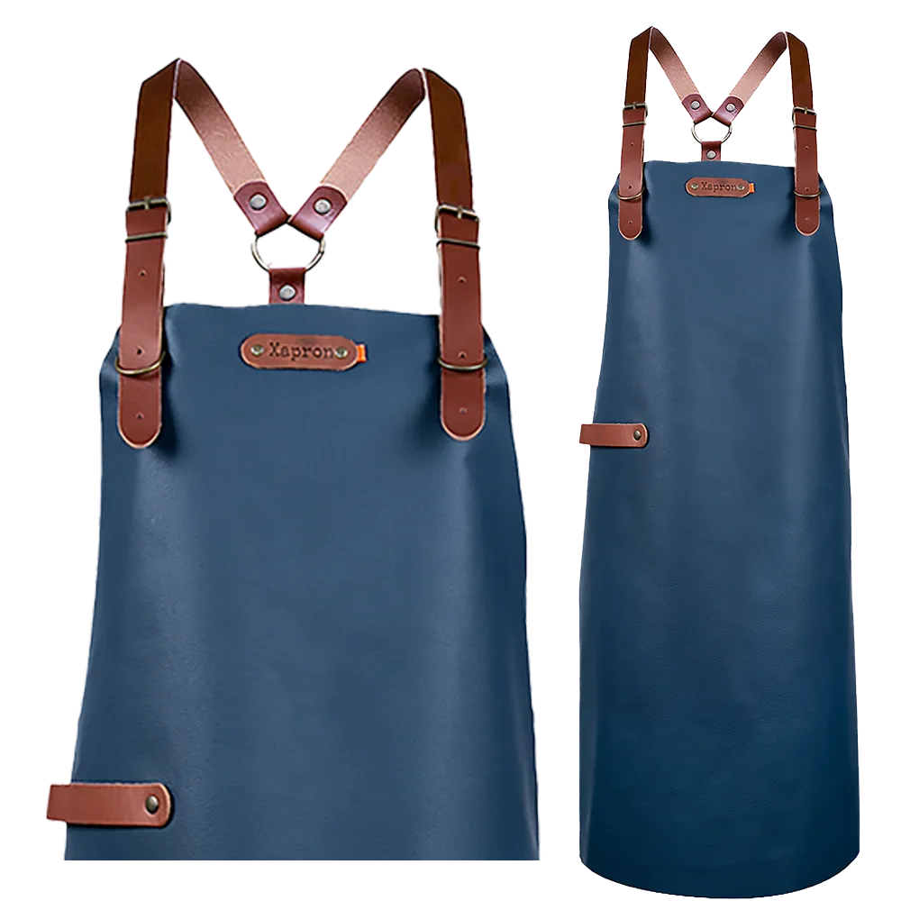 Bovine leren schort met schouderbanden - Camel Bovine M - 74 cm