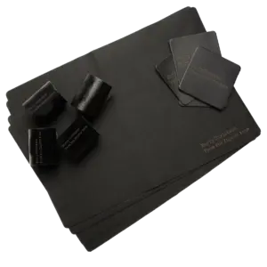 Actiepakket Diner -Leren placemats, onderzetters en servetringen-