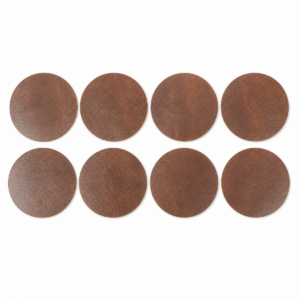 Ronde leren onderzetters — Cognac