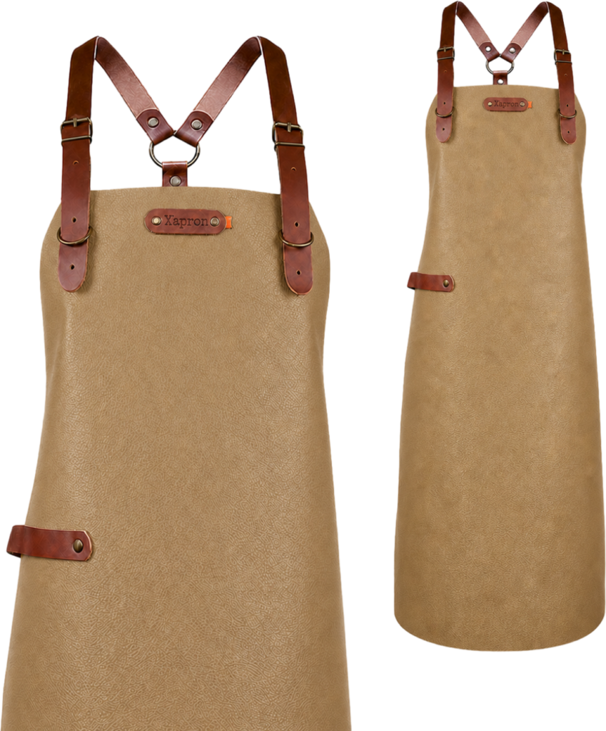 Bovine leather apron with shoulder straps - Camel Bovine M - 74 cm