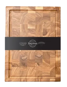 Essenhouten hakblok kopshout 40x30x4 cm met sapgeul, bovenaanzicht