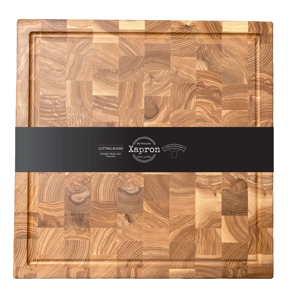 Vierkant essenhouten hakblok kopshout 40x40x4 cm met sapgeul