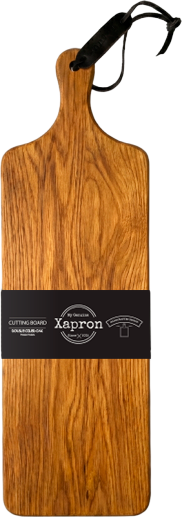 Eiken serveerplank Paddle 45x15x2 cm met leren veter van Xapron