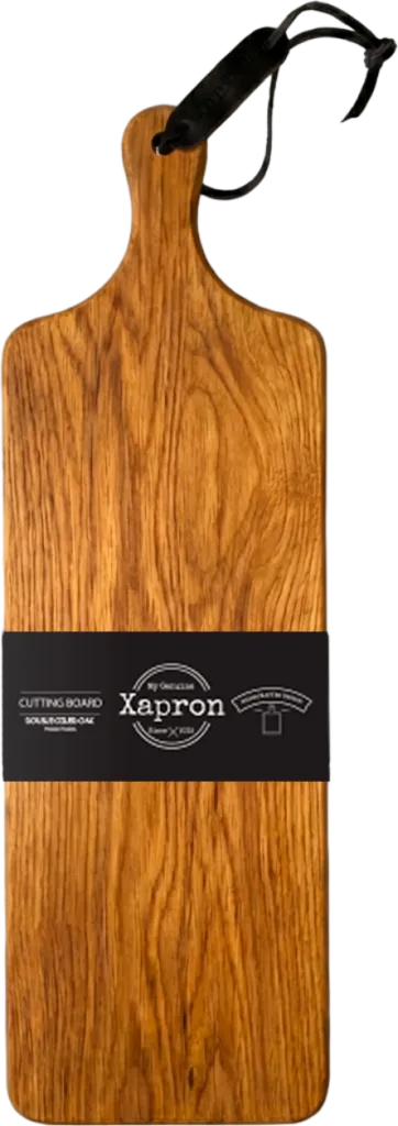 Eiken serveerplank Paddle 45x15x2 cm met leren veter van Xapron