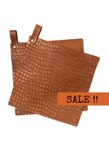 Caiman leren pannenlappen - Cognac