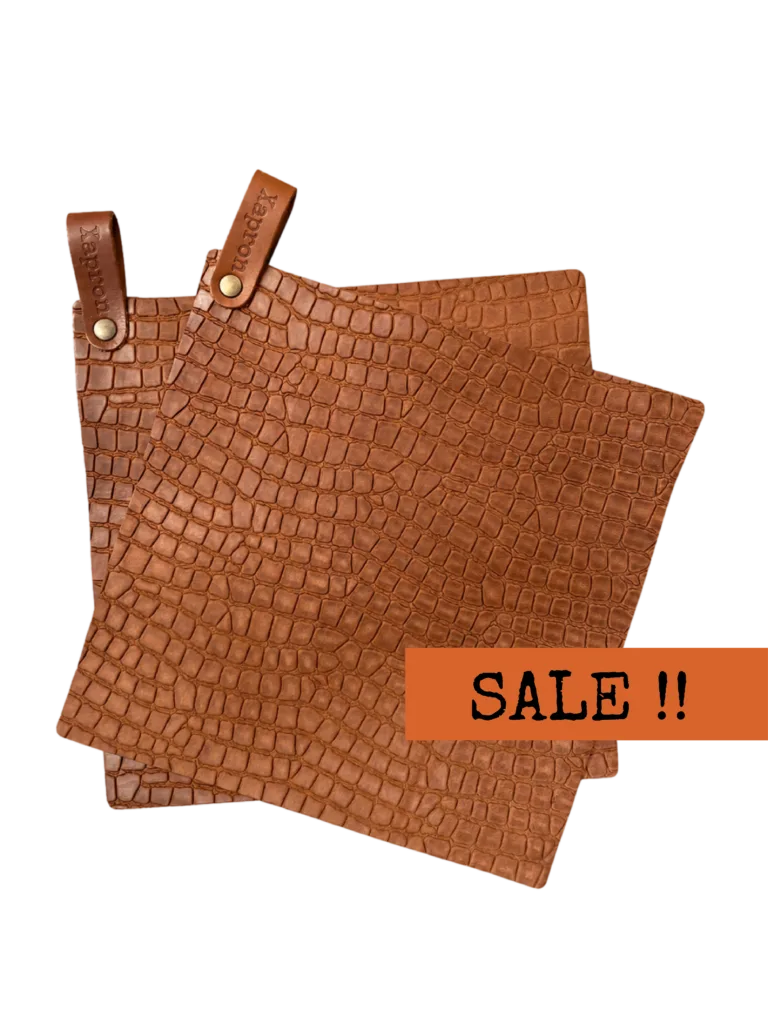 Caiman leren pannenlappen - Cognac