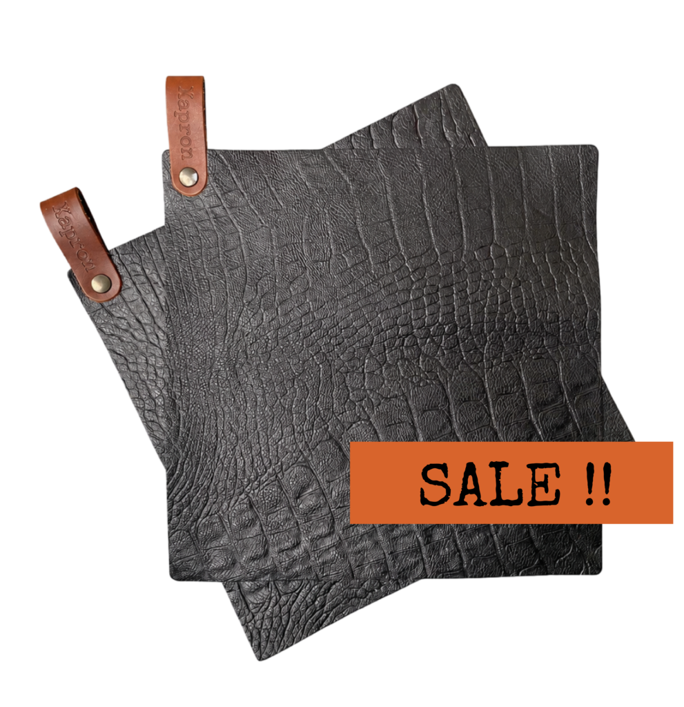 Caiman leren pannenlappen - Cognac