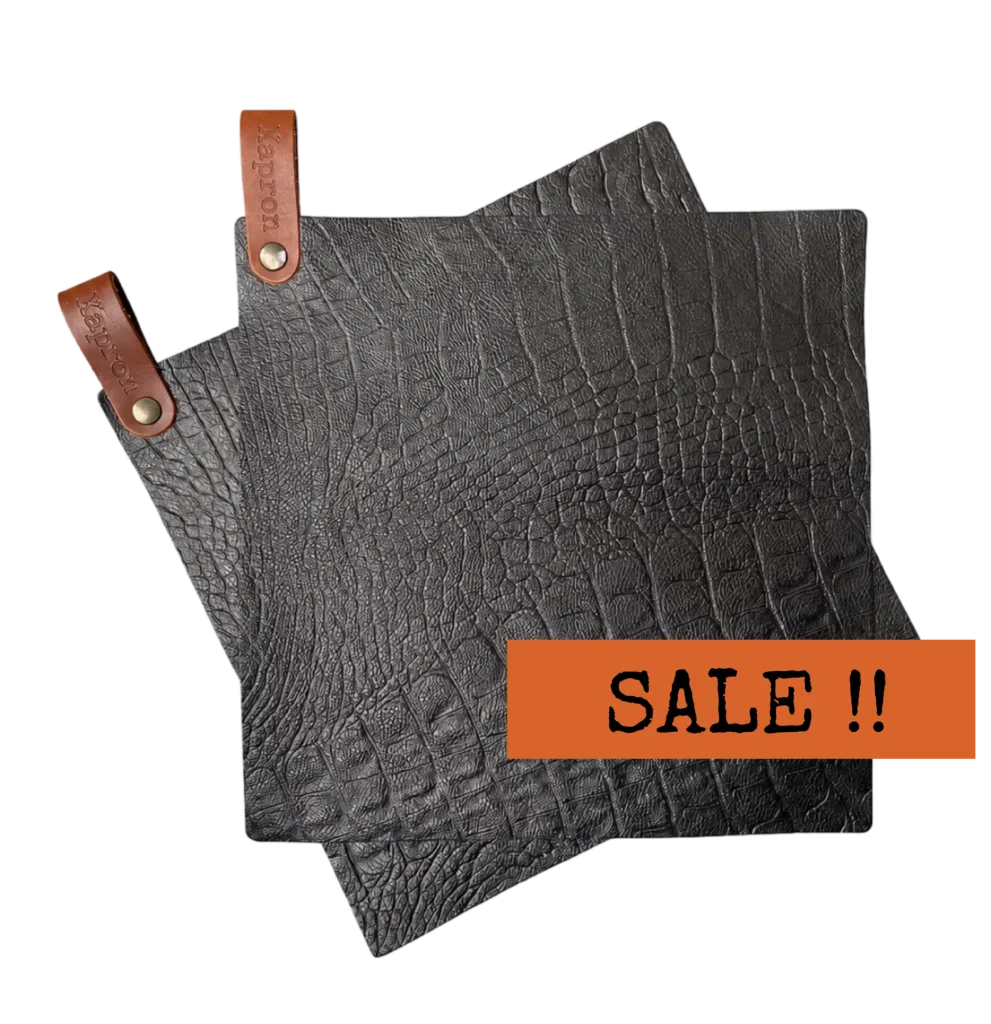 Caiman leren pannenlappen - Cognac