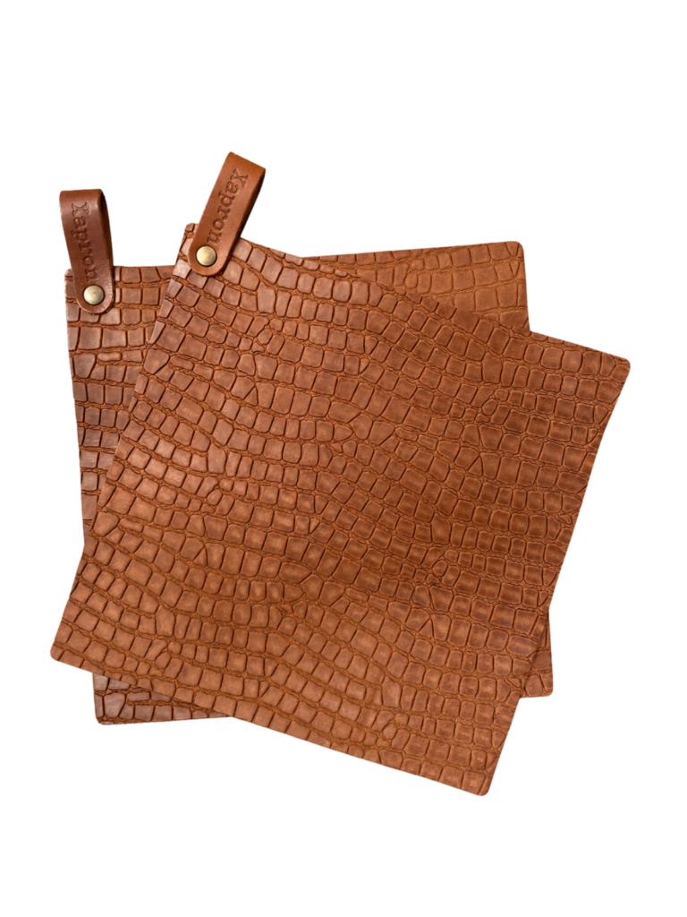 Caiman leren pannenlappen - Cognac