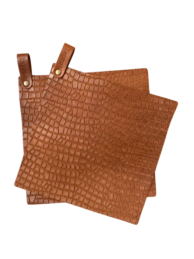 Caiman leren pannenlappen - Cognac