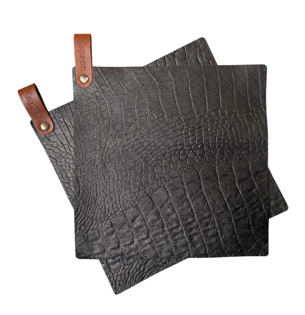 Caiman leren pannenlappen - Cognac